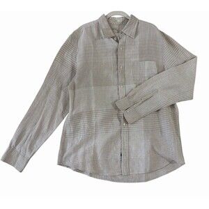 J.Crew Irish Linen Shirt Mens L Slim Fit‎ Beige Button Down 100% Linen Striped